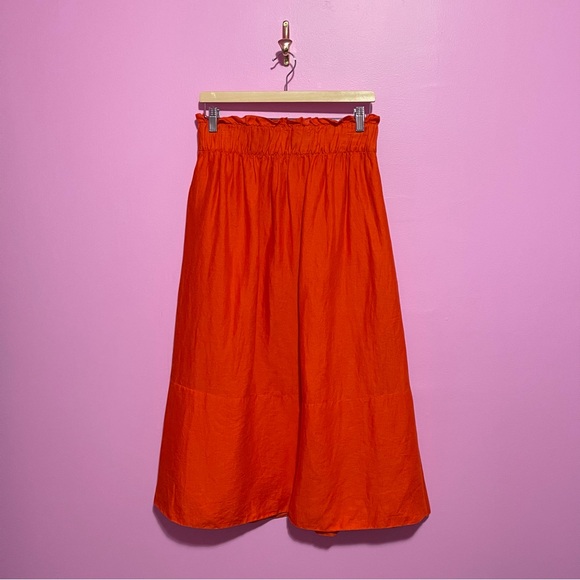 Banana Republic Skirt Women's Size Small Trailblazing Red-Orange Bria Linen Midi - Picture 2 of 10